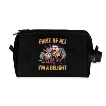 Funny Opossum - Recycled Toiletry Zip Bag - black - Front