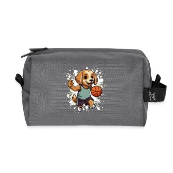 Basketball dog in the game - Recycled Toiletry Zip Bag - anthracite - Front