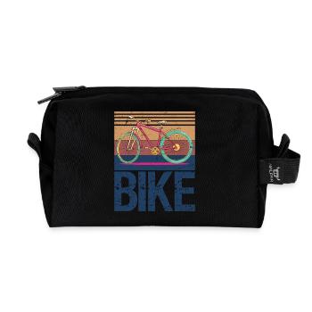 Vélo rétro vintage - Trousse de toilette en tissu recyclé - noir - Devant