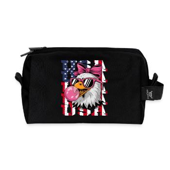  USA Adler Mit Sonnenbrille Kaugummi Pinke - Recycelte Kulturtasche - Schwarz - Vorne