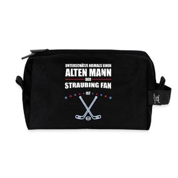 Alter Mann - Straubing Eishockey Fan | Retro - Recycelte Kulturtasche - Schwarz - Vorne