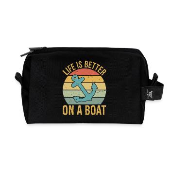 Funny Sailing Boating Sailor Boat Life is Better - Recycelte Kulturtasche - Schwarz - Vorne