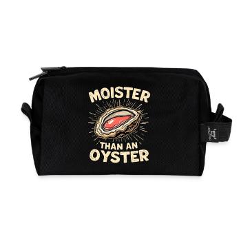 Moit comme une huître – jeu de mots - Trousse de toilette en tissu recyclé - noir - Devant