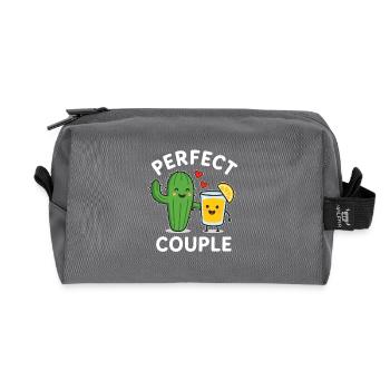 Perfect Couple Cactus and Lemon Juice Fun Art - Recycled Toiletry Zip Bag - anthracite - Front