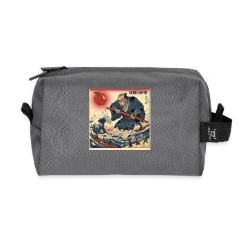 試験の終焉 Samurai Fight against school exams - Recycled Toiletry Zip Bag - anthracite - Front