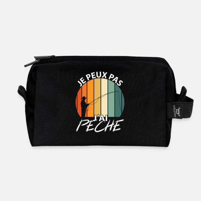 Ich kann nicht, ich habe geangelt. - Recycelte Kulturtasche - Schwarz