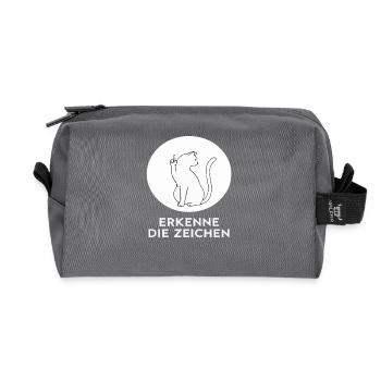 Katze Katzen Cat Kätzchen Mieze - Recycelte Kulturtasche - Anthrazit - Vorne
