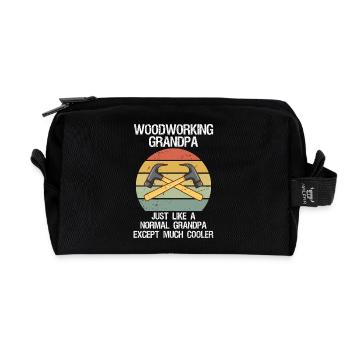 Menuiserie amusante pour le travail du bois Grand-père Papa Hommes - Trousse de toilette en tissu recyclé - noir - Devant
