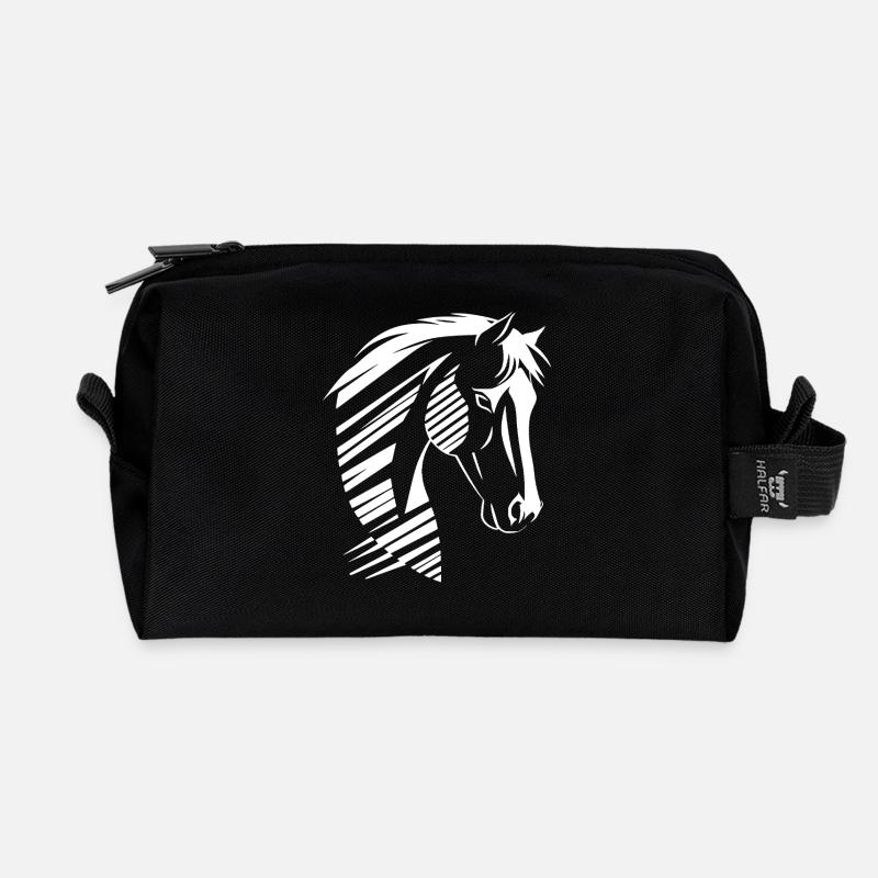 Horse Head Silhouette – Strong Design - Recycled Toiletry Zip Bag - black