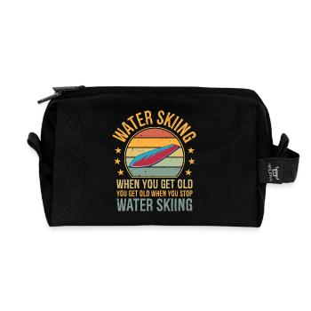 Funny Water Skiing Designs for Men Women Water - Recycled Toiletry Zip Bag - black - Front