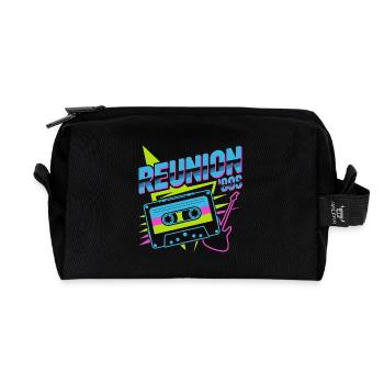Retro Reunion ’80s Neon Cassette - Recycled Toiletry Zip Bag - black - Front