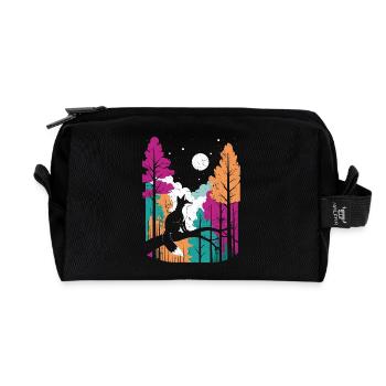 Mondwolf im farbenfrohen Waldfuchs - Recycelte Kulturtasche - Schwarz - Vorne