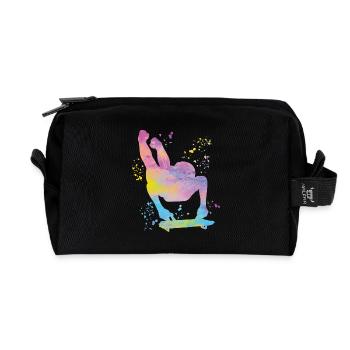 Skeleton Bobsleigh Winter Sports Sled - Recycled Toiletry Zip Bag - black - Front