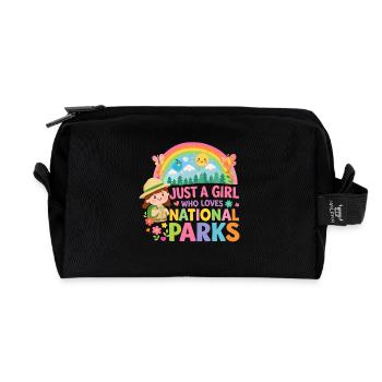 Just a Girl Love Parks National - Trousse de toilette en tissu recyclé - noir - Devant