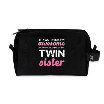 Zwillingsschwester Spruch T-Shirt - Recycelte Kulturtasche - Schwarz - Vorne