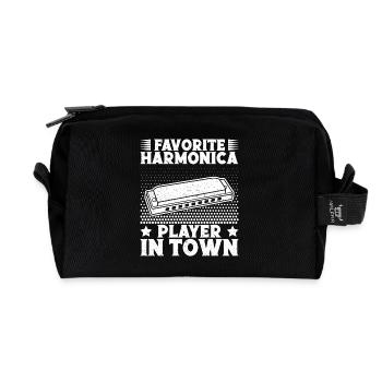 Musicien d’harmonica Musican préféré en ville - Trousse de toilette en tissu recyclé - noir - Devant