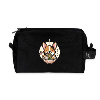 Niedlicher Corgi, der köstliche Ramen-Nudeln isst - Recycelte Kulturtasche - Schwarz - Vorne
