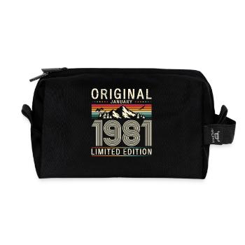 45. Geburtstag Original Januar Jahrgang 1981 - Recycelte Kulturtasche - Schwarz - Vorne