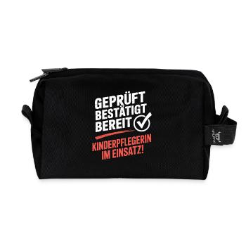 Tested confirmed ready to be a nanny in the - Recycled Toiletry Zip Bag - black - Front