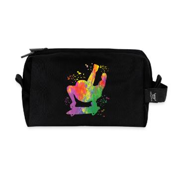 Skeleton Bobsleigh Winter Sports Sled - Recycled Toiletry Zip Bag - black - Front