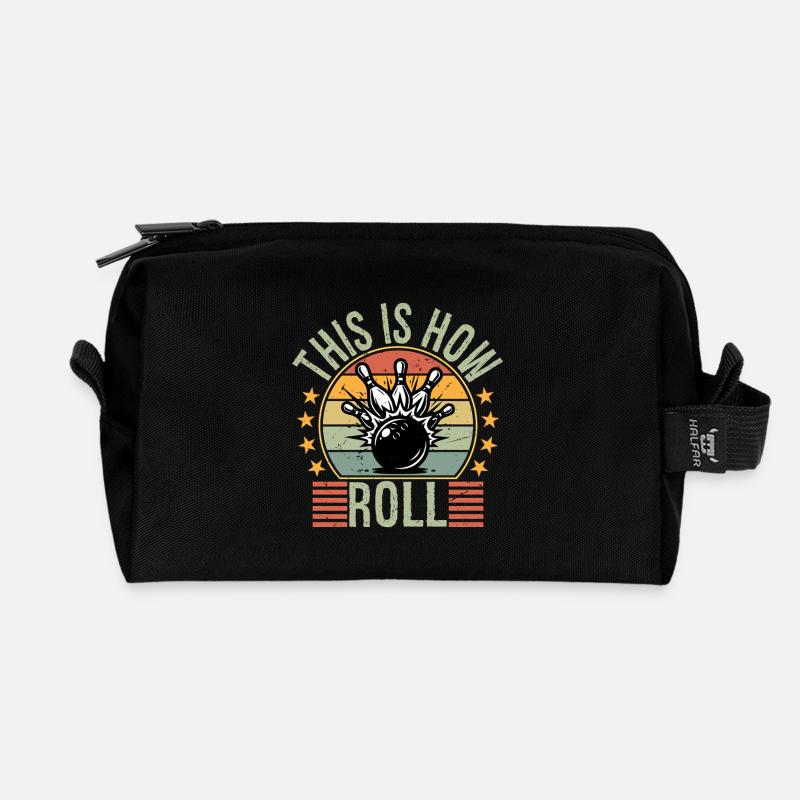 This Is How I Roll Retro Bowling Bowler Funny - Recycelte Kulturtasche - Schwarz