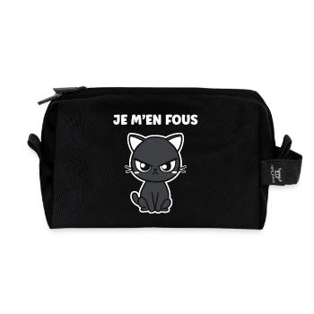 Grumpy black cat - Recycled Toiletry Zip Bag - black - Front