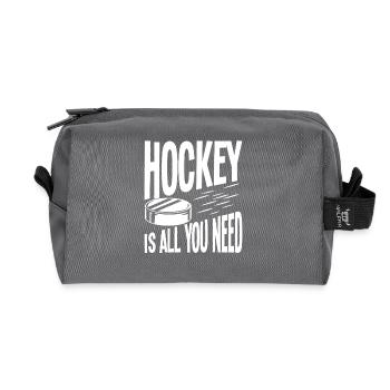 Le hockey, c’est tout ce dont tu as besoin - Trousse de toilette en tissu recyclé - anthracite - Devant