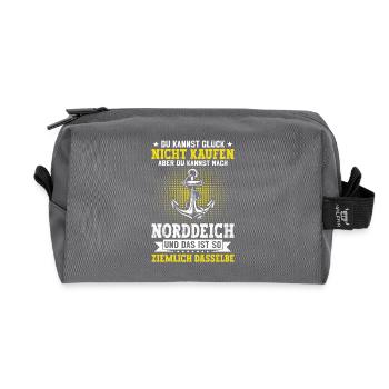 NORTH SEA YOU CAN'T BUY HAPPINESS BUT AFTER - Recycled Toiletry Zip Bag - anthracite - Front
