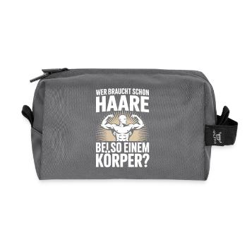Glatze Wer Braucht Schon Haare Halbglatze Glatzen - Recycelte Kulturtasche - Anthrazit - Vorne