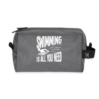 La natation, c’est tout ce dont tu as besoin - Trousse de toilette en tissu recyclé - anthracite - Devant