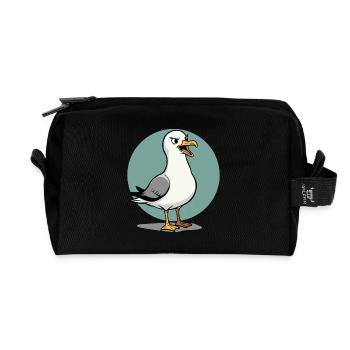 Naughty Seagull Funny Coastal Child Maritime - Recycled Toiletry Zip Bag - black - Front