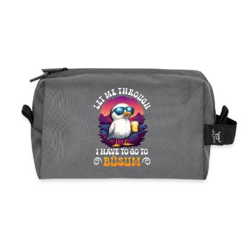 North Sea LET ME THROUGH MUST GO TO BÜSUM Lustig - Recycled Toiletry Zip Bag - anthracite - Front