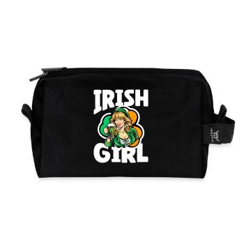 Irish Girl mit Grünem Kleeblatt - Recycelte Kulturtasche - Schwarz - Vorne
