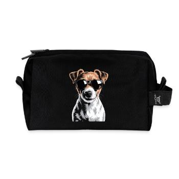 Jack Russell Terrier - Trousse de toilette en tissu recyclé - noir - Devant
