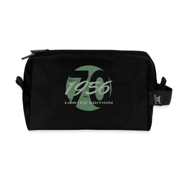 70e anniversaire 1956 cadeau pour hommes et femmes - Trousse de toilette en tissu recyclé - noir - Devant