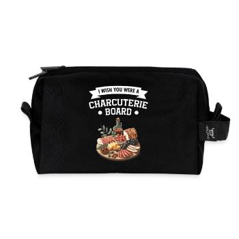 Plateau de charcuterie, viande, fromage, nourriture pour les amateurs de fromage - Trousse de toilette en tissu recyclé - noir - Devant