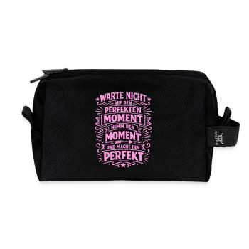 Don't wait – seize the moment - Recycled Toiletry Zip Bag - black - Front