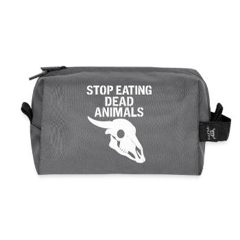 Arrête de manger des crânes d’animaux morts - Trousse de toilette en tissu recyclé - anthracite - Devant
