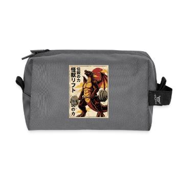 Kaiju Deadlift Dragon Japanese Monster Fitness Gym - Recycelte Kulturtasche - Anthrazit - Vorne