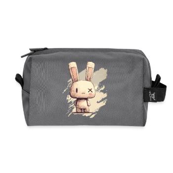 Un lapin mignon aux yeux X - Trousse de toilette en tissu recyclé - anthracite - Devant
