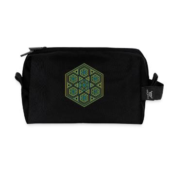 Festival Wear Rave Party Goa Hexagon Mandala Blue - Trousse de toilette en tissu recyclé - noir - Devant
