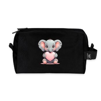 Kleiner Elefant Herzzauber - Recycelte Kulturtasche - Schwarz - Vorne