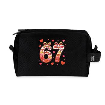 67 Geburtstagsherzen-Bogendesign - Recycelte Kulturtasche - Schwarz - Vorne