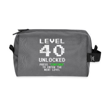 40th Birthday Level 40 Unlocked 40th Anniversary Gift - Recycled Toiletry Zip Bag - anthracite - Front