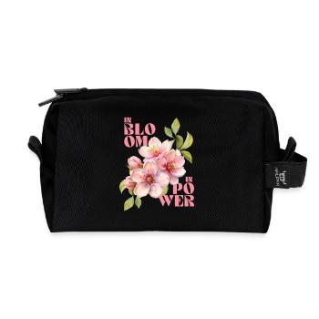 IN BLOOM - IN POWER - Recycelte Kulturtasche - Schwarz - Vorne