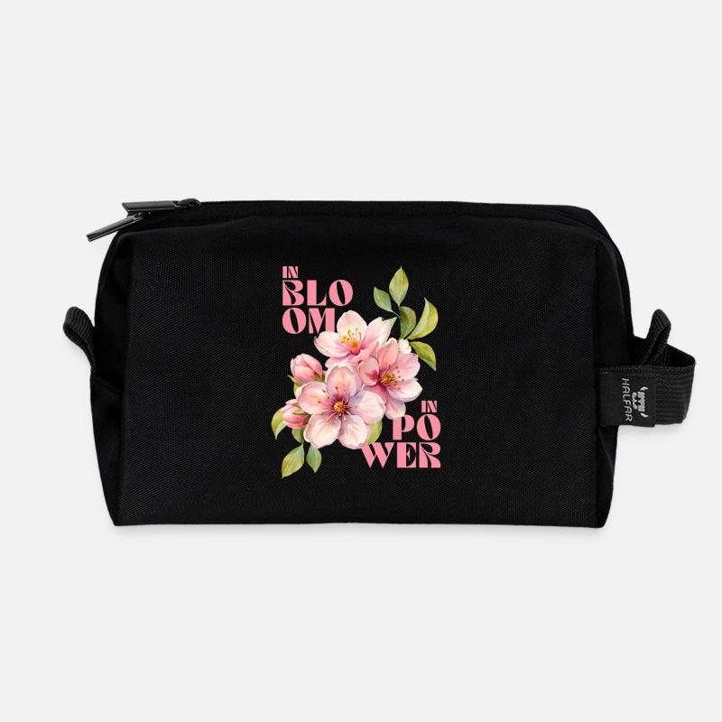 IN BLOOM - IN POWER - Recycelte Kulturtasche - Schwarz