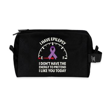 Epilepsy Awareness Energy Gauge Ribbon - Recycled Toiletry Zip Bag - black - Front