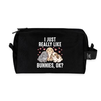 Süße Kaninchen - I Just Really Like Bunnies Ok - Recycelte Kulturtasche - Schwarz - Vorne