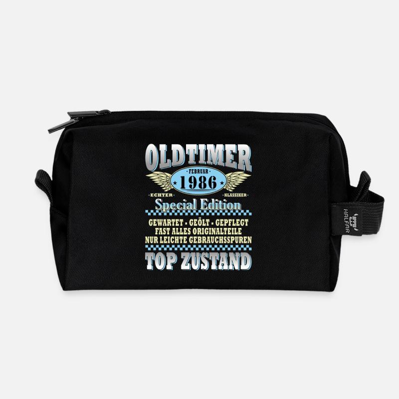 OLDTIMER 1986 LUSTIG 40 JAHRE GEBURTSTAG GESCHENK - Recycelte Kulturtasche - Schwarz