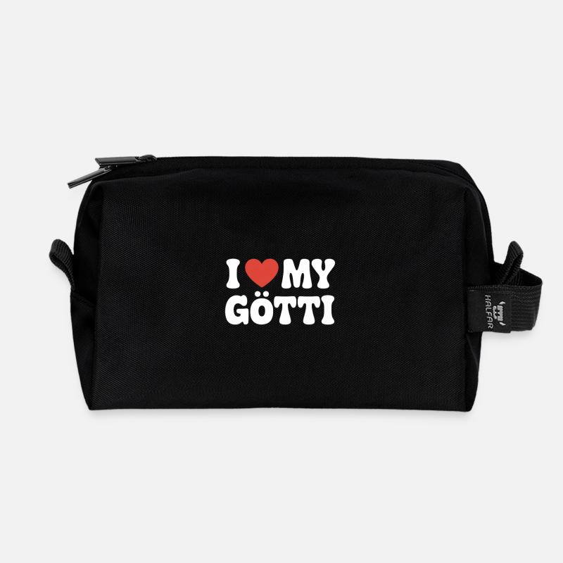 I love my Götti - Recycelte Kulturtasche - Schwarz